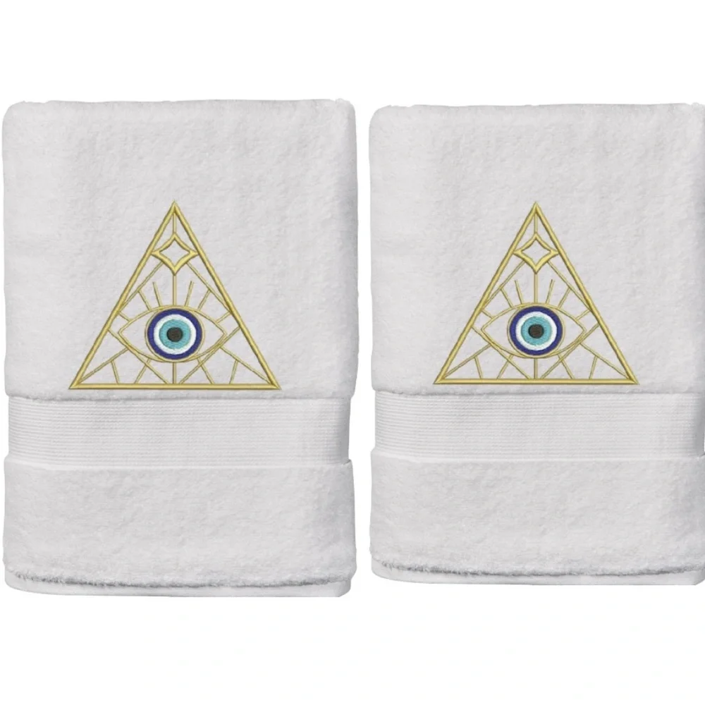 Evil Eye Embroidered Hand towels set of 2 Pick one New Made to order Black